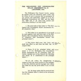 The Wellington City Consolidated By-Law Amendment No. 35 (Abattoir) 1944