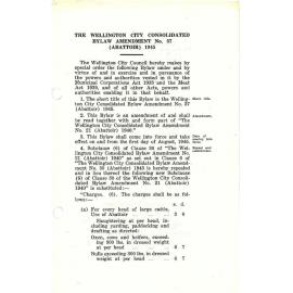 The Wellington City Consolidated By-Law Amendment No. 37 (Abattoir) 1945