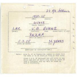 Correspondence between the Sexton's office, the Department of Internal Affairs and next of kin relating to Soldiers niches and plaques E to H