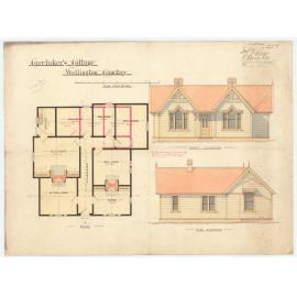 Caretakers cottage, Karori Cemetery, floor plan and elevations