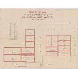 Sale plan of Wellington City Corporation property, King Street and Adelaide Road