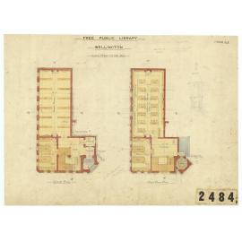 Free Public Library, Wellington, Sheet 2: ground and first floor plans