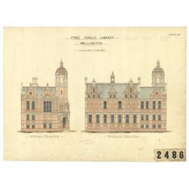 Free Public Library, Wellington, Sheet 4: elevations to Wakefield and Mercer Streets