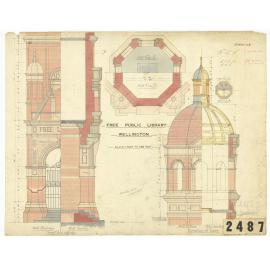 Free Public Library, Wellington, Sheet 5: tower elevation and sections, porch details