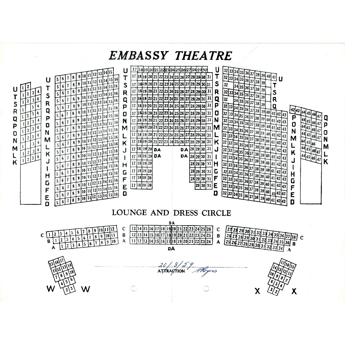 Theatre and hall seating plans, E