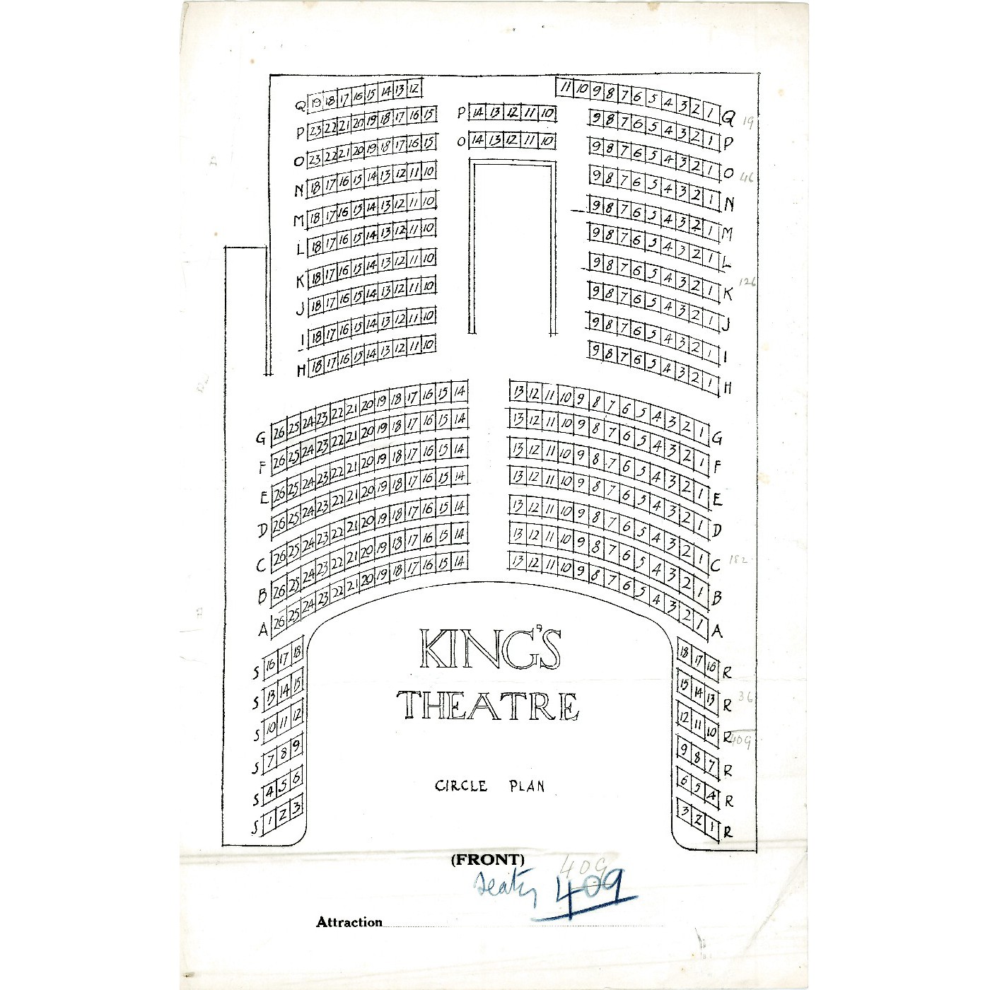 Theatre and hall seating plans, K