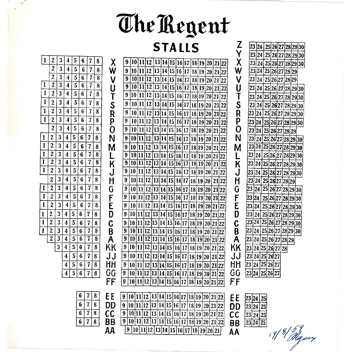 Theatre and hall seating plans, R