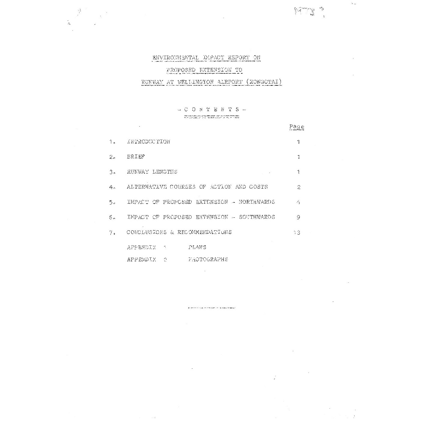 Environmental Impact Report on Proposed Extension to Runway at Wellington Airport (Rongotai)