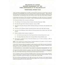 Public Notification of the Wellington City Transitional District Plan