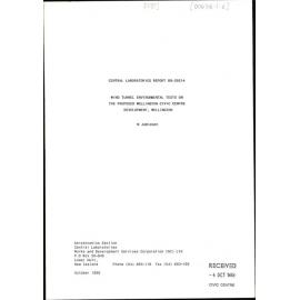 Central Laboratories Report, Wind Tunnel Environmental Tests on the Proposed Wellington Civic Centre Development, Wellington