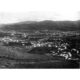 Elevated view of Te Aro and Mount Cook, Wellington