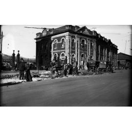 Customhouse Quay, workmen using airdrills to prepare road for laying of new tram rails