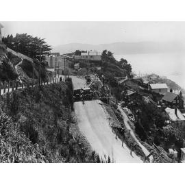 Elevated view of the straightening and widening of Grafton Road, Roseneath