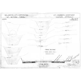 Mount Victoria Tunnel, Job 168 sheet 2, eastern approach, cross sections