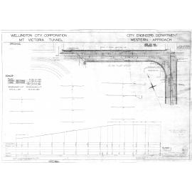 Mount Victoria Tunnel, Job 169 sheet 1, western approach, plan, longitudinal and cross sections