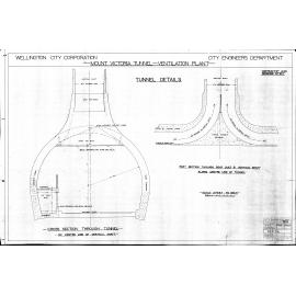 Mount Victoria Tunnel, ventilation plant, sheet 4, tunnel cross sections on centre line of vertical shaft