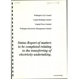 Status Report of matters to be completed relating to the transferring of electricity undertaking, 1995