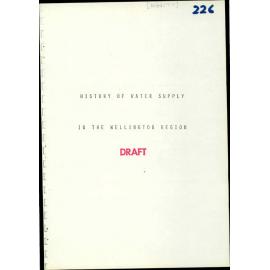 History of Water Supply in the Wellington Region, Draft