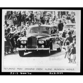 Queen Elizabeth returning from Cannons Creek