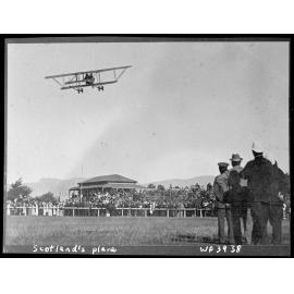 J W H Scotland's Caudron Biplane, circling Wigram, Christchurch