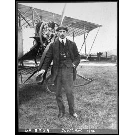 J. W. H. Scotland with his Type C Caudron biplane "Bluebird" at the Addington Showgrounds