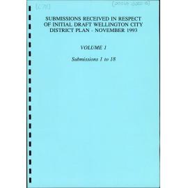 Draft District Plan Submissions, Volume 1