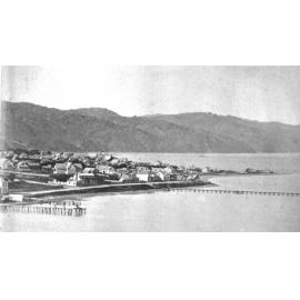 Thorndon, prior to any reclamation, looking north towards the Hutt Road