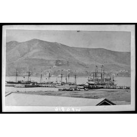 Sailing ships moored at Queens Wharf