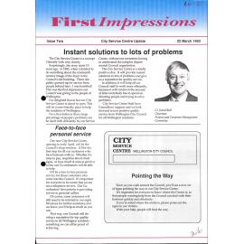 First Impressions, City Service Centre Update, Issue Two, 22 March 1993