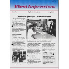 First Impressions, City Service Centre Update, Issue Four, 19 April 1993