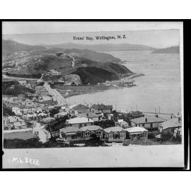 Elevated view of Evans Bay foreshore, prior to reclamation
