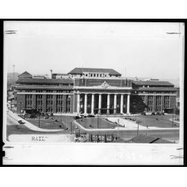 Elevated view of the Wellington Railway Station, Bunny Street frontage