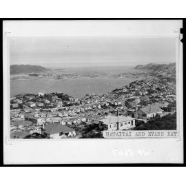 Elevated view of Evans Bay from Hataitai, across to Lyall Bay