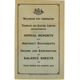 Tramways and Electric Lighting Departments, Annual Reports, 1919