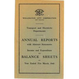 Transport and Electricity Departments, Annual Reports with Abstract Statements of Income and Expenditure and Balance Sheets, 1948