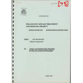 Wellington Sewage Treatment and Disposal Project, consideration of wet weather flows and their possible impact on the evaluation of tenders