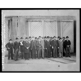 Group Photograph, outside the Adelaide Road tram barns on the occasion of the municipalisation of the tramways.