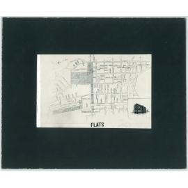 Photograph of Mount Cook/Te Aro street map showing cross hatched areas of flat accommodation