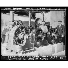 Three electrically-driven pumps lifting sea water for condensing.