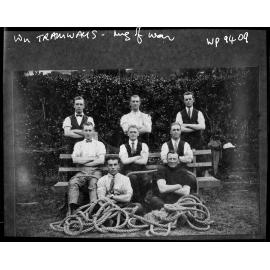 Wellington Corporation Tramways staff picnic, Tug of War team.