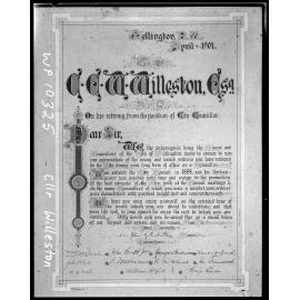 Copy photograph of illuminated address given to Councillor Willeston on his retirement