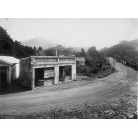 Looking along Khandallah Road, the Ngaio Post and Telephone Office is on the left