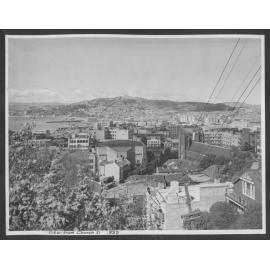 View of Wellington from Church Street, looking towards the central Wellington. St Mary of the Angels can be seen on Boulcott Street in the foreground. 