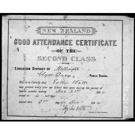 Copy photograph of certificates presented by Education Board of the District of Wellington