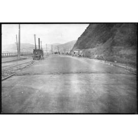 Portion of road with new seal.