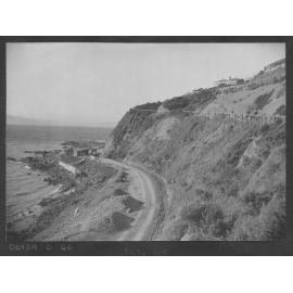 Elevated view of Oriental Parade looking towards Point Jerningham. Road works are in progress.