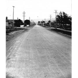 Photograph of the new asphaltic concrete surface. Upper Hutt at King Street intersection, Main Hutt Road, December 1925-June 1926