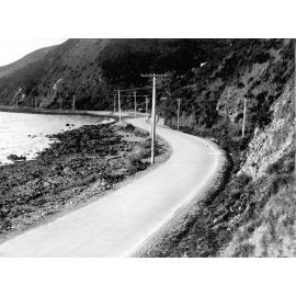 Photograph of the new alsphaltic concrete surface, Days Bay [Muratai] Road, May 1926