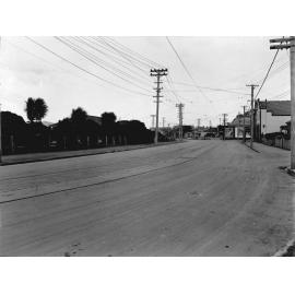 View of Vallance Street and Duncan Road. Tram tracks in road, Kilbirnie Crescent, February 1926
