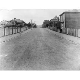 Photograph of new asphaltic concrete surface, Buckle Street, 1926